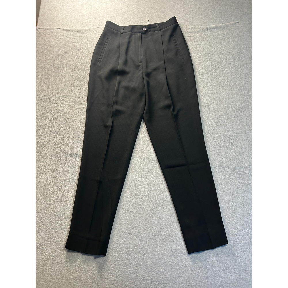 Garfield & Marks Pleated Dress Pants Womens Size 10 Black Trousers Straight Leg